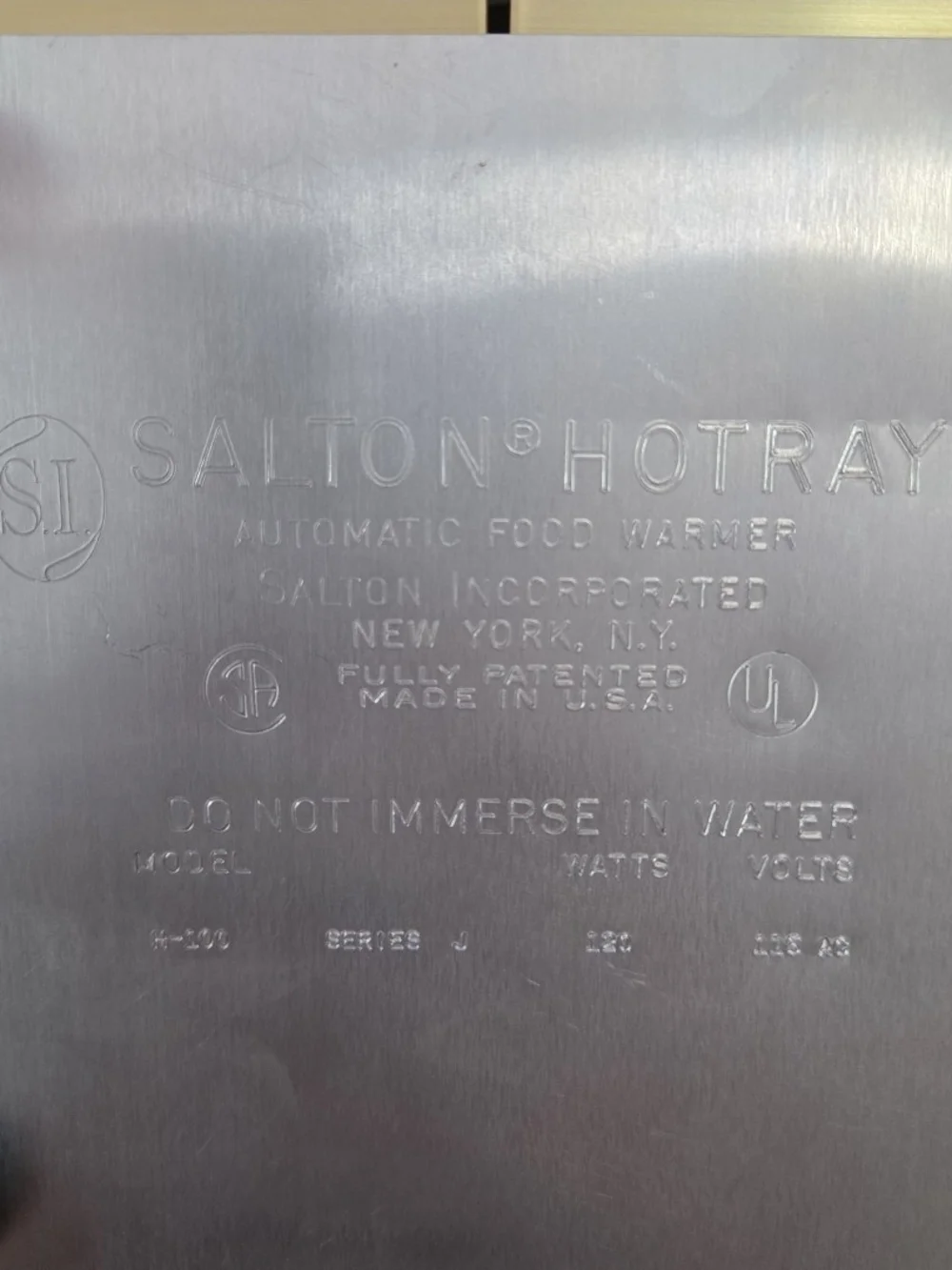 Salton Hotray Vintage Electric Food Warmer Hot Plate 6in H-100 MCM